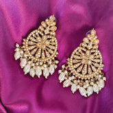 Kundan and Pearl Chandbali Earrings